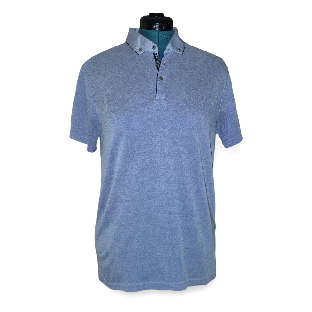 Ted Baker Blue Short Sleeve Polo Preppy, Designer Dad College Professor Size 4